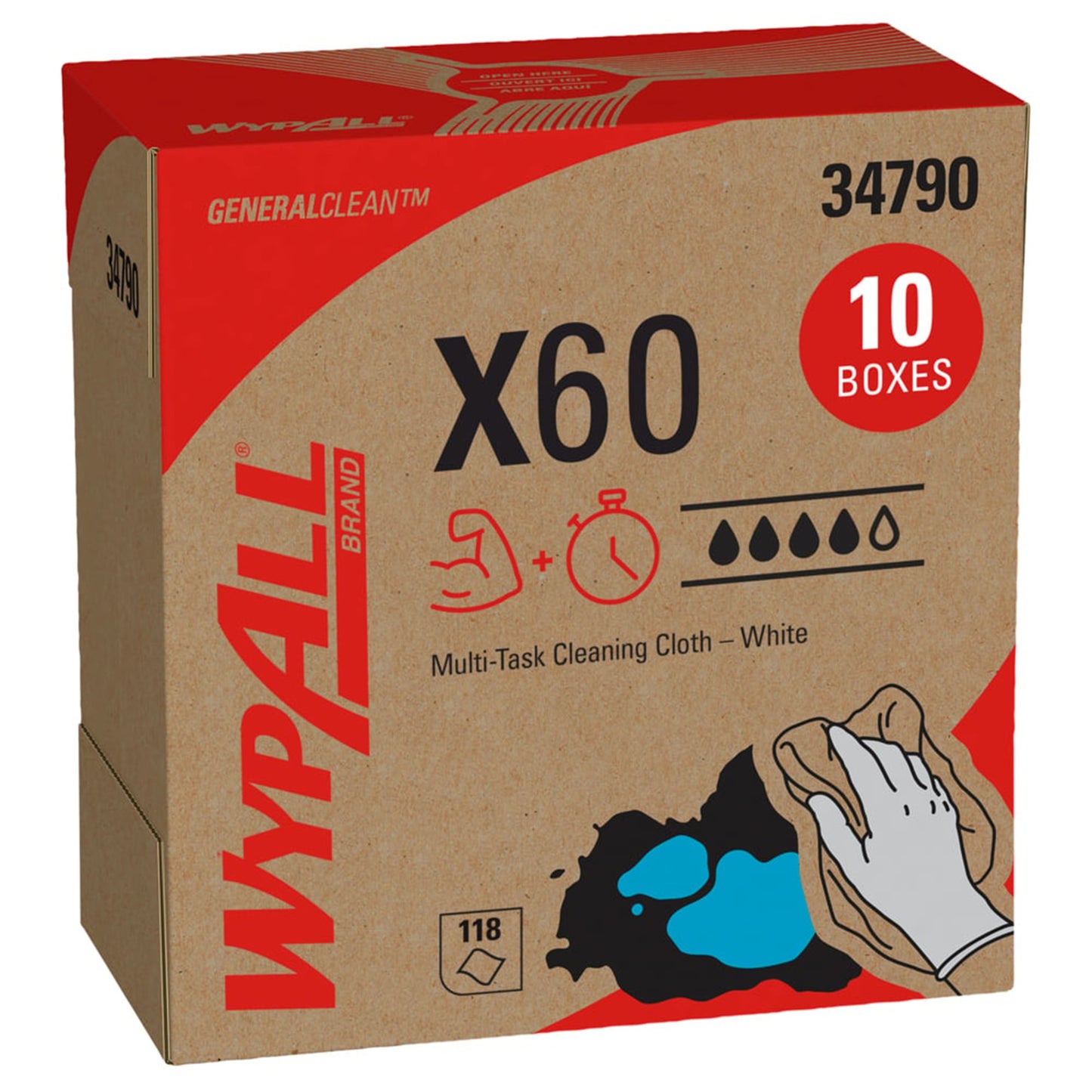Multipurpose Task Wipe WypAll® GeneralClean™ X60 118 Count Dispenser Box 8 X 16 Inch NonSterile Disposable