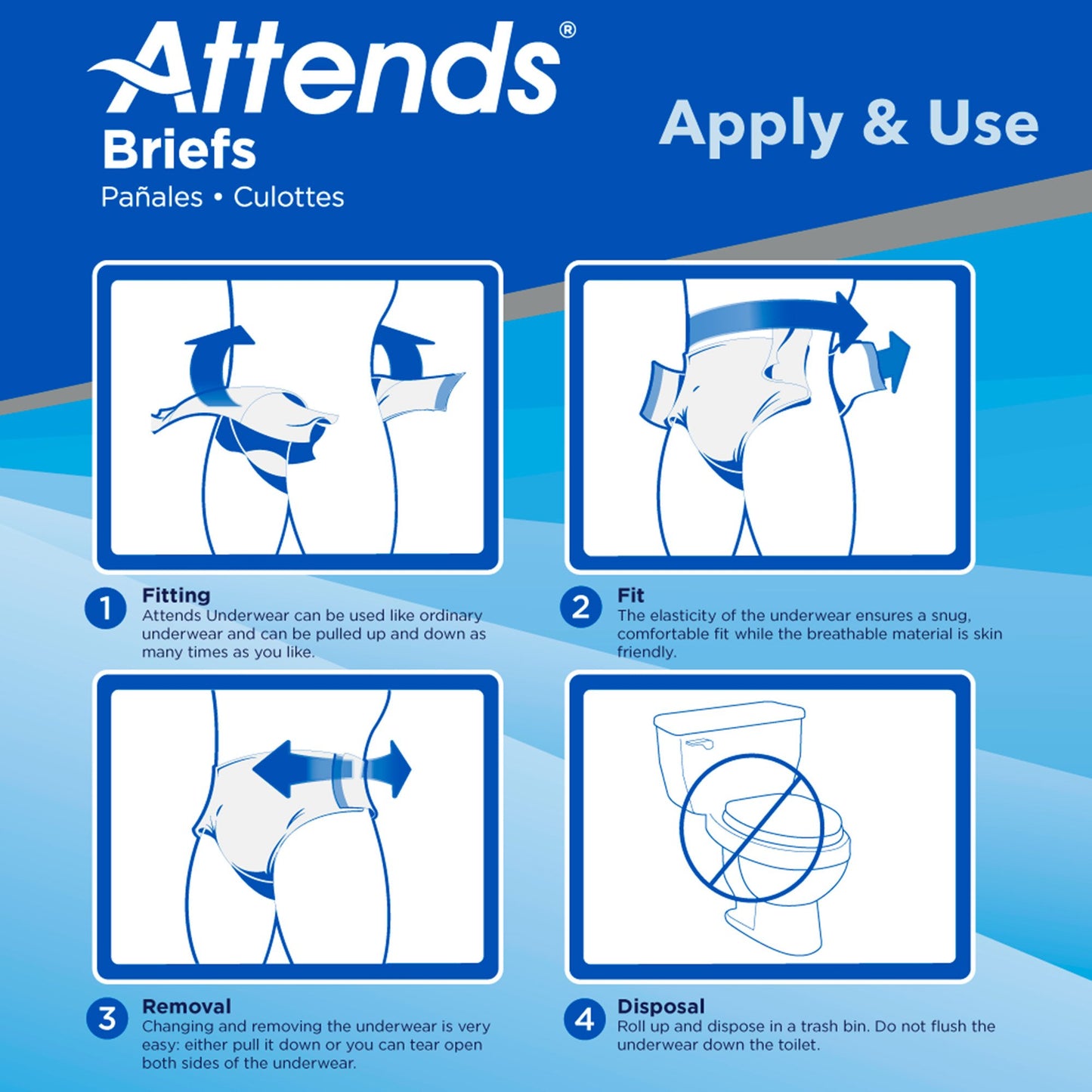 Attends® Stretch Briefs, Large / X-Large
