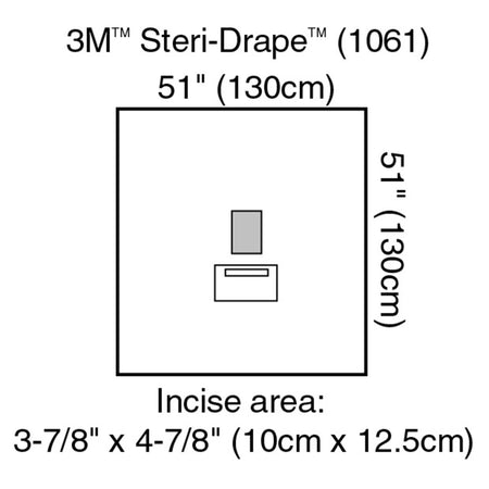 3M 1061 Steri-Drape Sterile Medium EENT Drape, 51 x 51 Inch