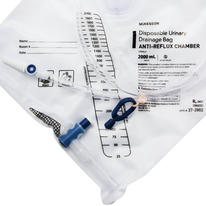 McKesson 37-2802 Anti-Reflux Valve Sterile 2,000 mL Vinyl urinary drain bag by McKesson Brand product image - view 3
