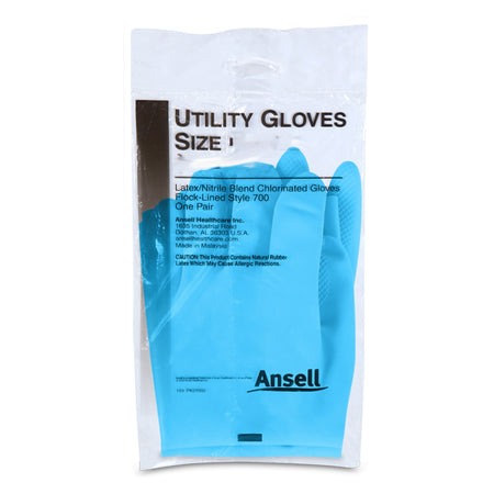 Ansell 5789016 Latex/Nitrile Utility Glove, Medium, Blue