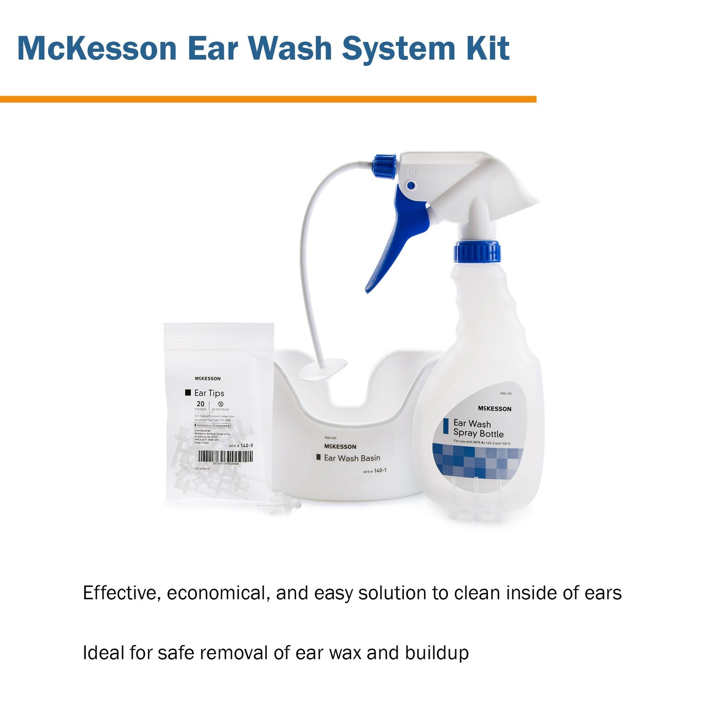 McKesson Ear Wash System Kit Spray Bottle with Flexible Tube and 23 Ear Tips
