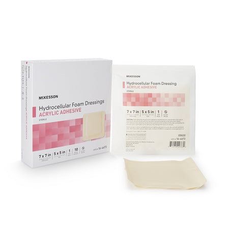 McKesson 16-4673 Acrylic Adhesive with Border Foam Dressing, 7 x 7 Inch