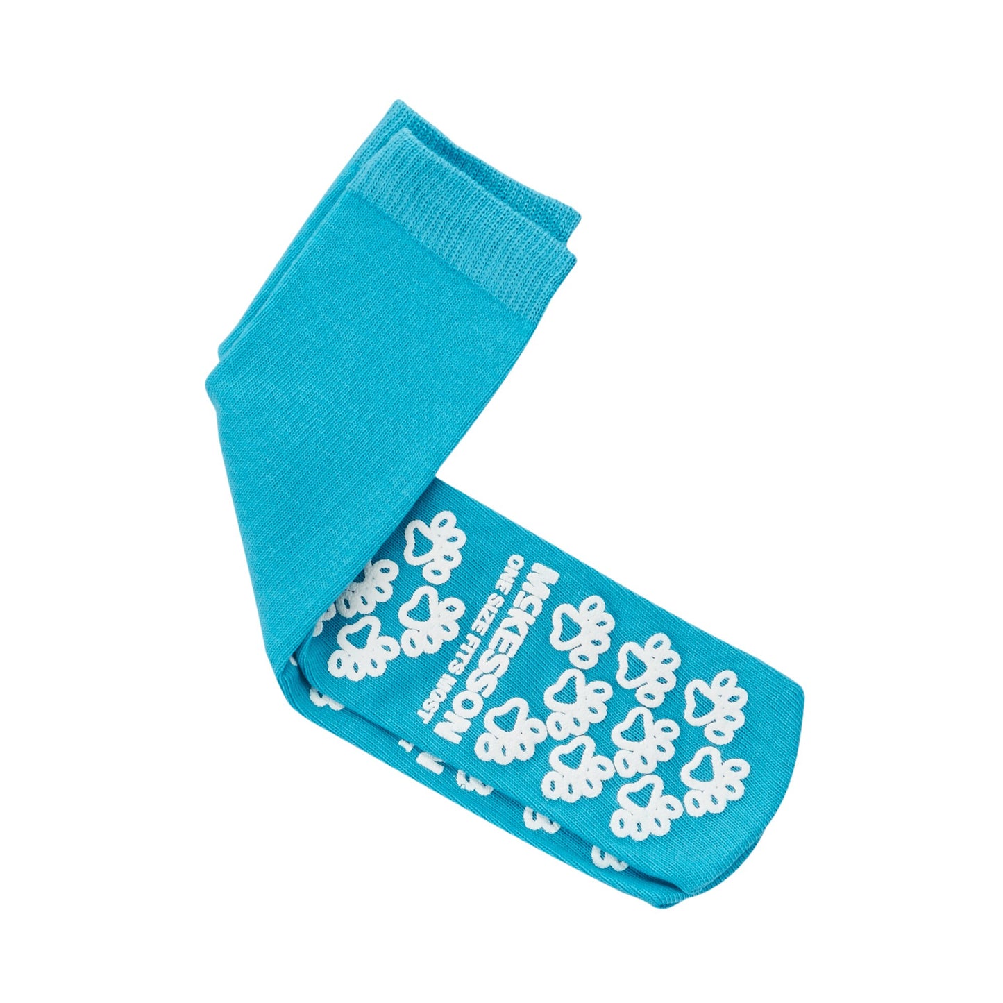 McKesson Paw Prints Slipper Socks, Aqua, One Size Fits Most