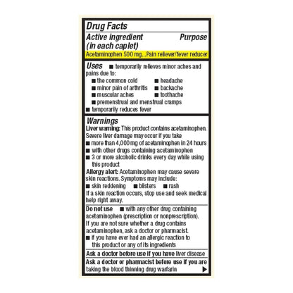 Foster & Thrive™ Pain Reliever Acetaminophen 500 mg Caplets Extra Strength