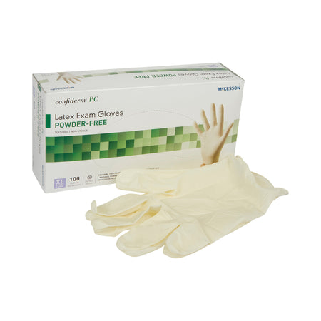 McKesson 14-1384 Confiderm Latex Exam Glove, Extra Large, Ivory