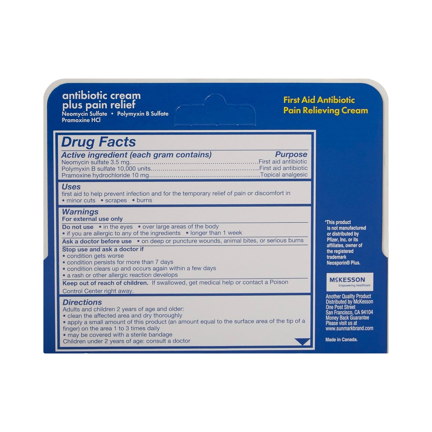 sunmark® Antibiotic Cream Plus Pain Relief