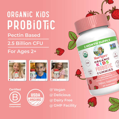 Mary Ruth's™ Organic Kids Probiotic Gummies, Strawberry Flavor