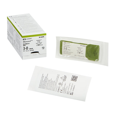Covidien SN-5669G Monosof Nylon Nonabsorbable Suture with Needle, Size 3-0