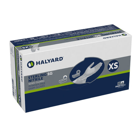 Halyard 41657 Sterling SG Nitrile Exam Glove, Extra Small, Silver