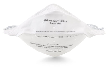 3M 1804S Particulate Respirator / Surgical Mask VFlex Medical N95 ASTM F1862 Elastic Strap Small