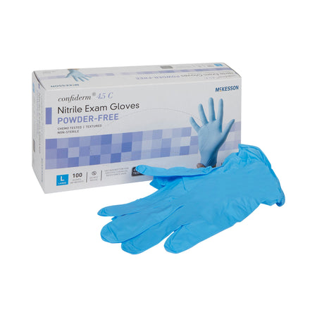 McKesson 14-658C Confiderm 4.5C Nitrile Exam Glove, Large, Blue