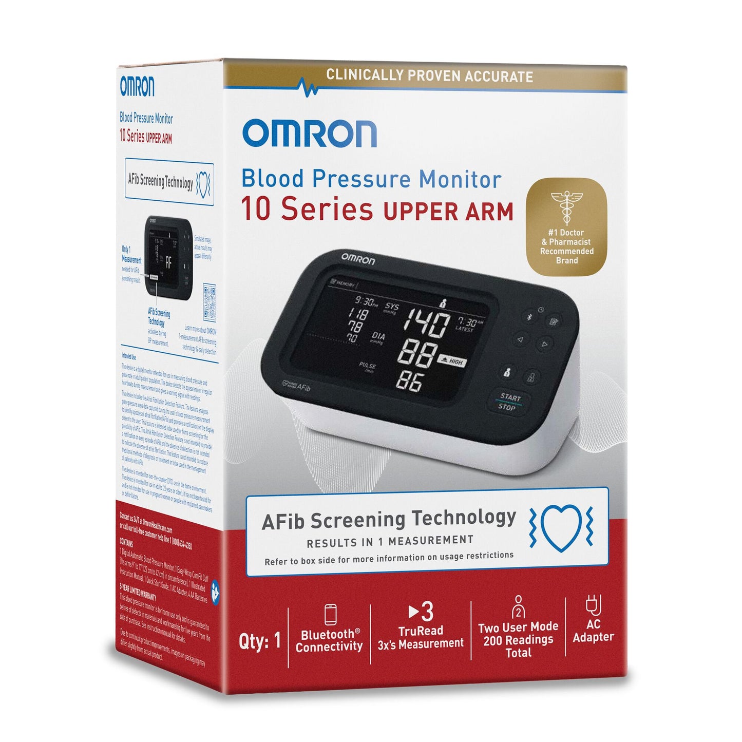 Digital Blood Pressure Monitor Omron 10 Series® Adult Cuff Nylon Cuff 9 to 17 Inch Desk Model