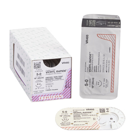 Ethicon VR493 Vicryl Rapide Polyglactin 910 Absorbable Suture with Needle, Precision Reverse Cutting