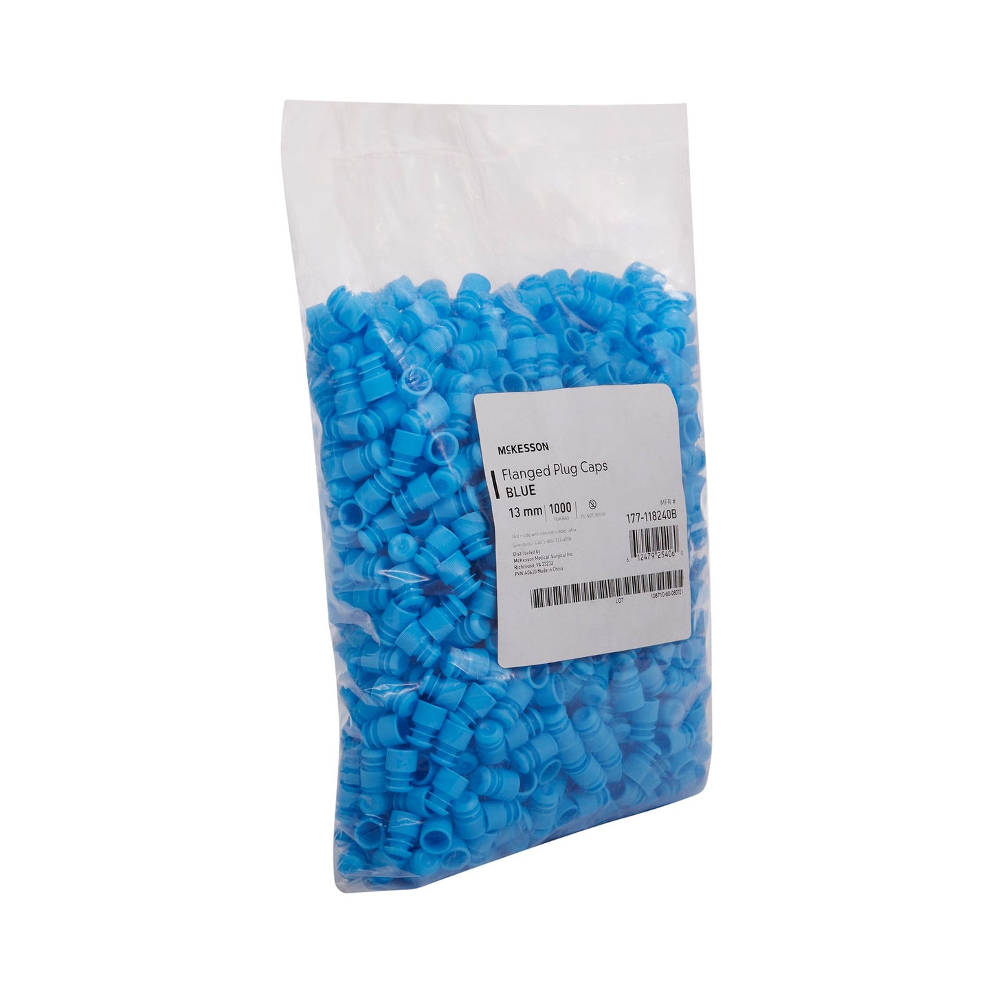 McKesson Tube Closure Flanged Plug Cap Blue Polyethylene 1000 per Bag