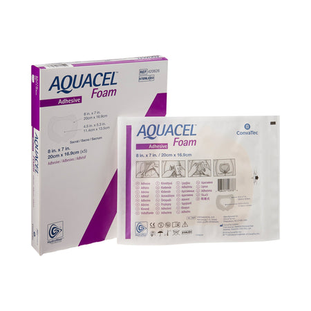 ConvaTec 420626 Aquacel Silicone Adhesive with Border Silicone Foam Dressing, 7 x 8 Inch