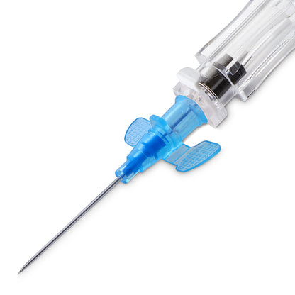 Peripheral IV Catheter McKesson Prevent® R 22 Gauge 1 Inch Polyurethane Winged Hub Blood Control Push Button Safety