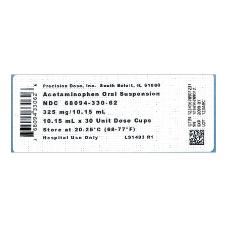 Precision Dose Inc 68094033062 Children's Pain Relief 325 mg / 10.15 mL Strength Acetaminophen Oral