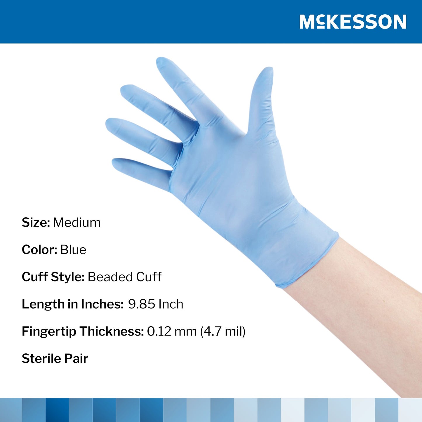McKesson Confiderm® STR Nitrile Exam Glove, Medium, Blue