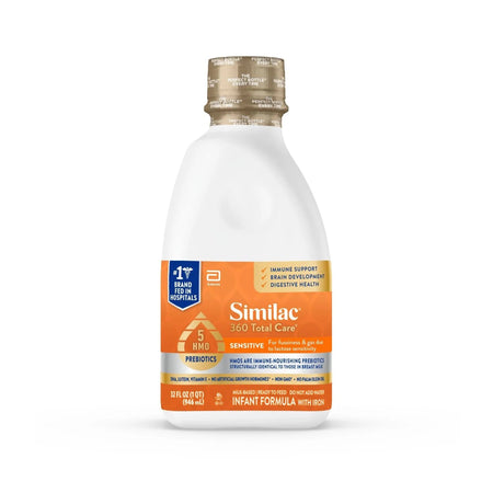 Abbott Nutrition 68160 Infant Formula Similac 360 Total Care Sensitive Unflavored 32 oz. Bottle Liquid Iron
