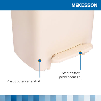 Trash Can McKesson 52 Quart / 13 gal. Beige Plastic Rectangular