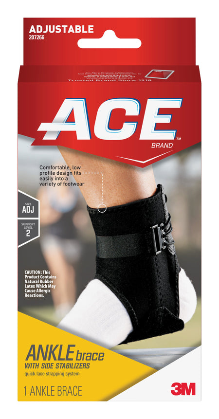 3M 207266 ACE Ankle Brace, Adjustable, Lace-Up, Side Stabilizers