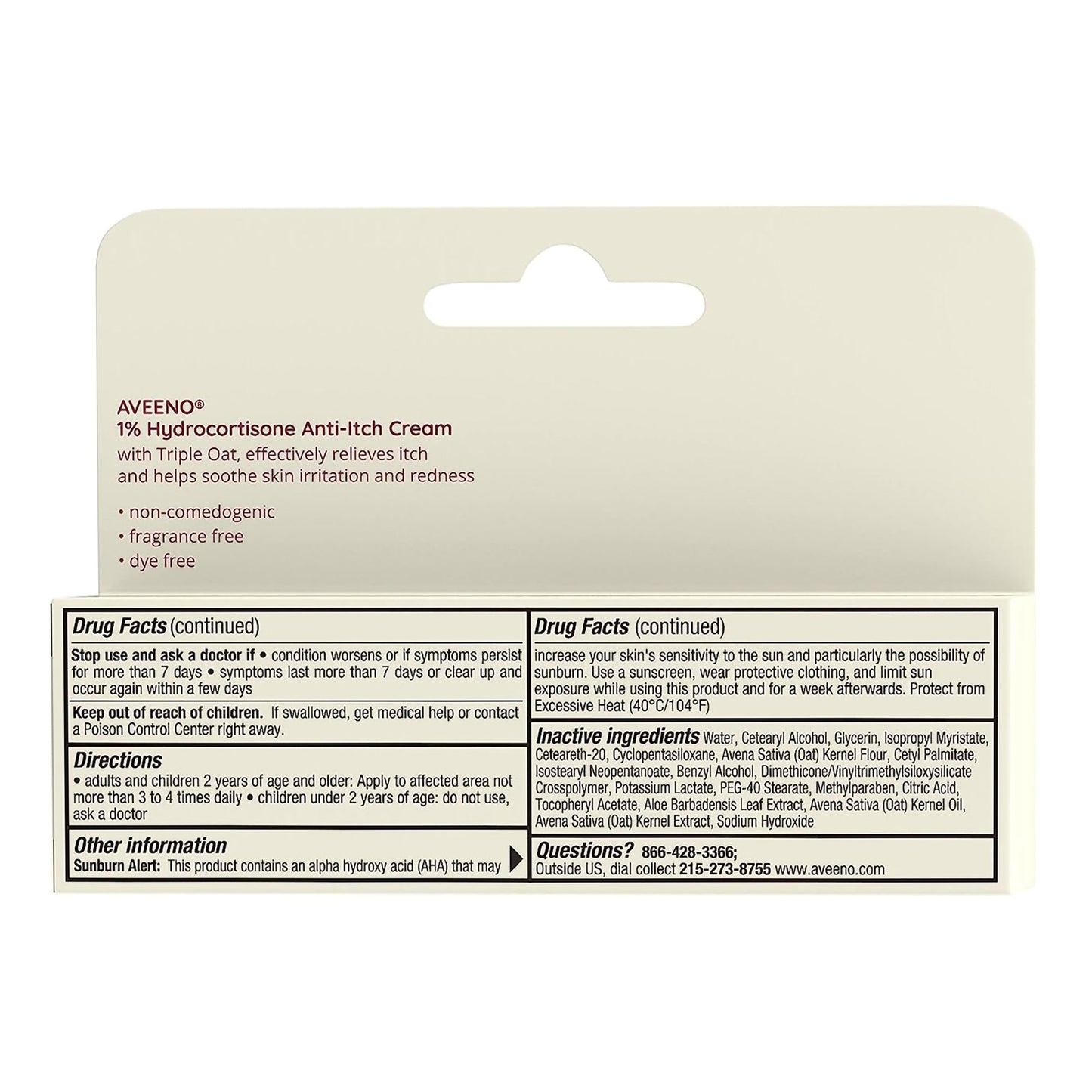 Aveeno® Active Naturals 1% Hydrocortisone Anti-Itch Cream, Maximum Strength