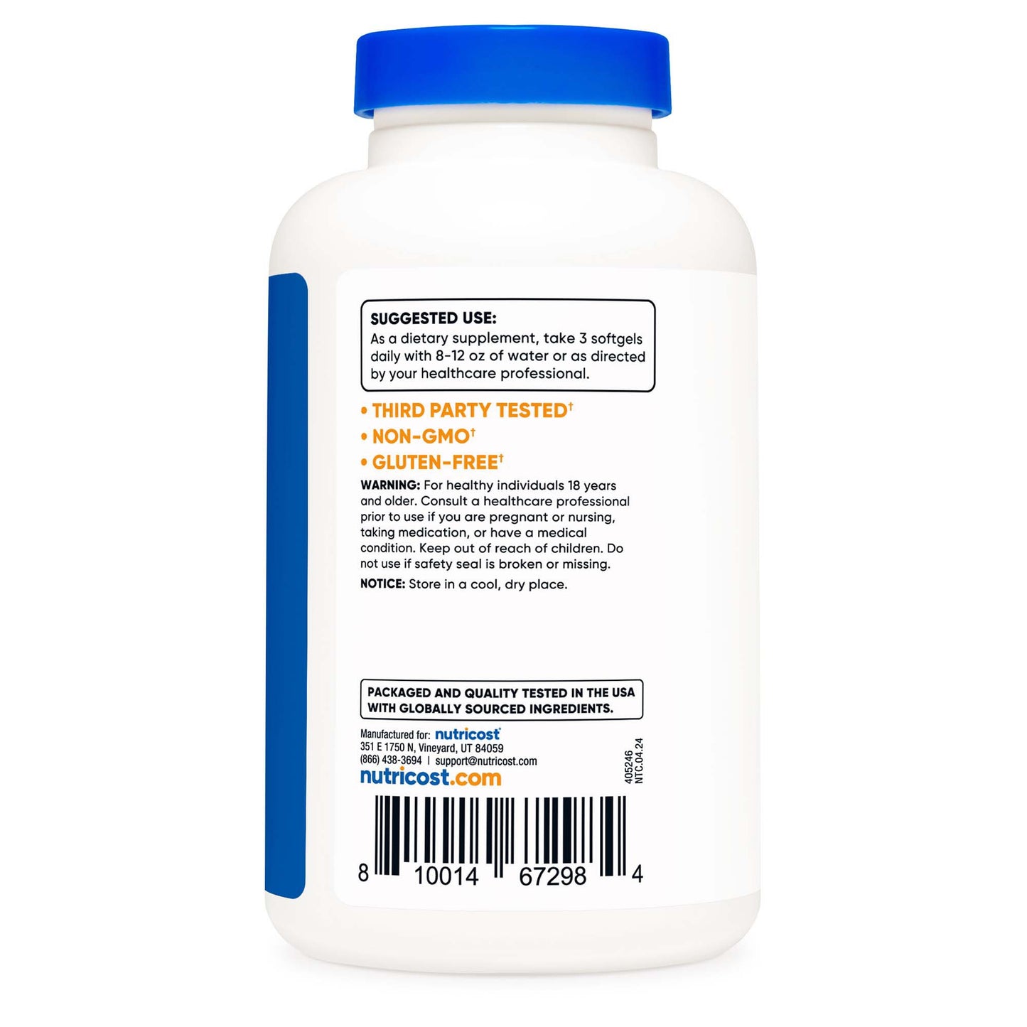Dietary Supplement nutricost® Omega-3 2,500 mg Strength Softgel 120 Per Bottle