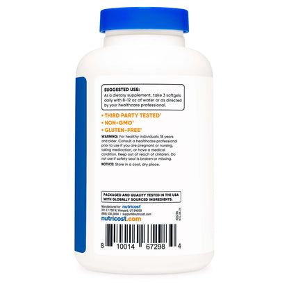 Dietary Supplement nutricost® Omega-3 2,500 mg Strength Softgel 120 Per Bottle