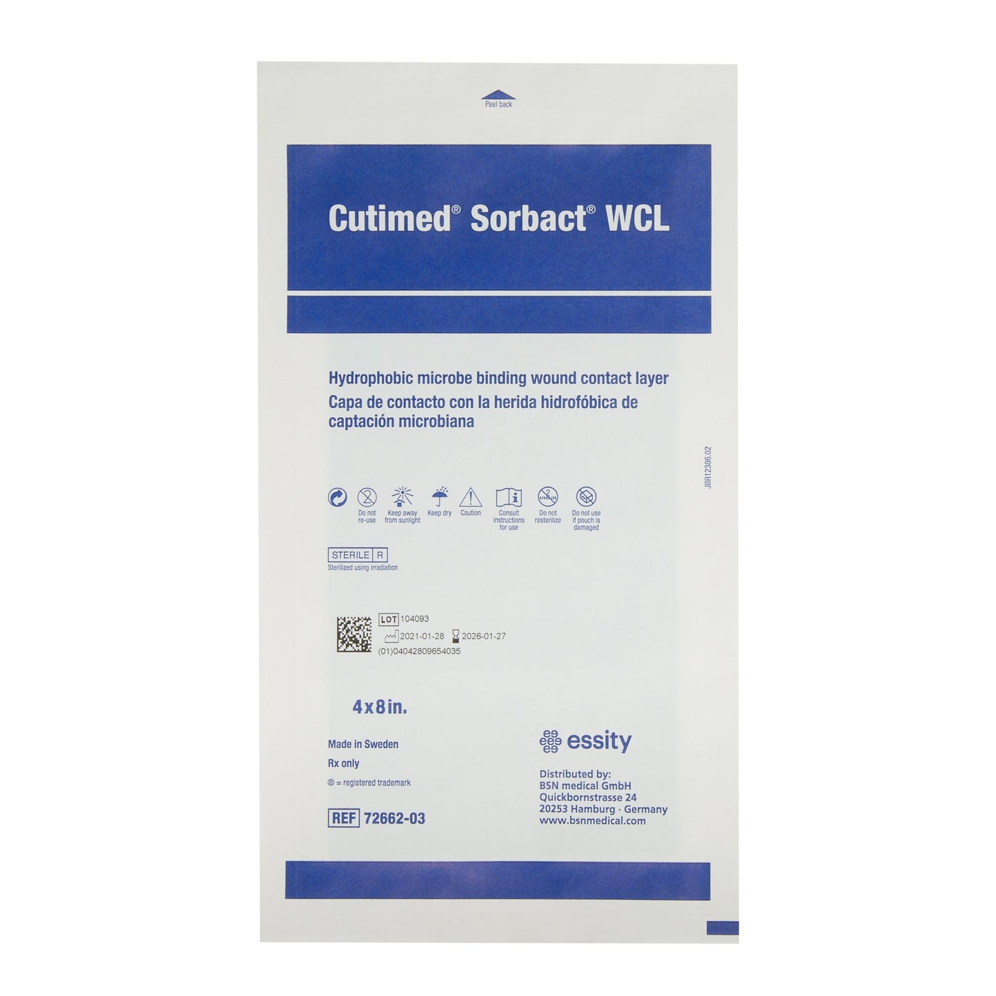 Cutimed Sorbact WCL Antimicrobial Wound Contact Layer Dressing, 4 x 8 inch by BSN Medical product image - view 3