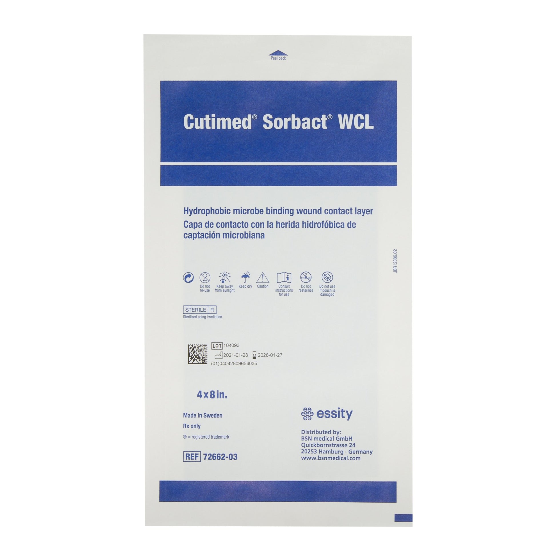 Cutimed Sorbact WCL Antimicrobial Wound Contact Layer Dressing, 4 x 8 inch by BSN Medical product image - view 3