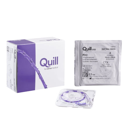 Surgical Specialties RA-1065Q Quill Polydioxanone Absorbable Barbed Suture with Needle, Size 2