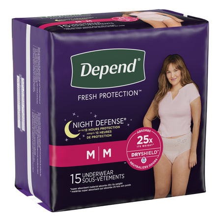 Kimberly-Clark 1163806 Depend Night Defense Women's Absorbent Underwear, Medium