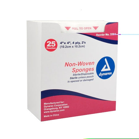Dynarex Sterile Non-Woven Sponge, 2's, 4" x 4", 4-ply, 3364 by Dynarex product image