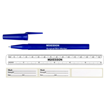 McKesson 19-0762 Skin Marker with Ruler and Labels Gentian Violet Ink Sterile Full Size Fine Tip