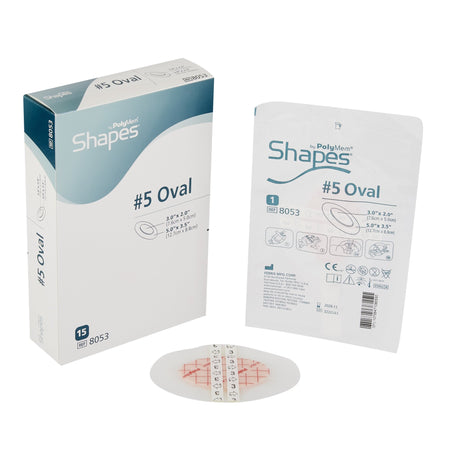 Ferris 8053 PolyMem Shapes Adhesive with Border Foam Dressing, 3½ x 5 Inch Oval