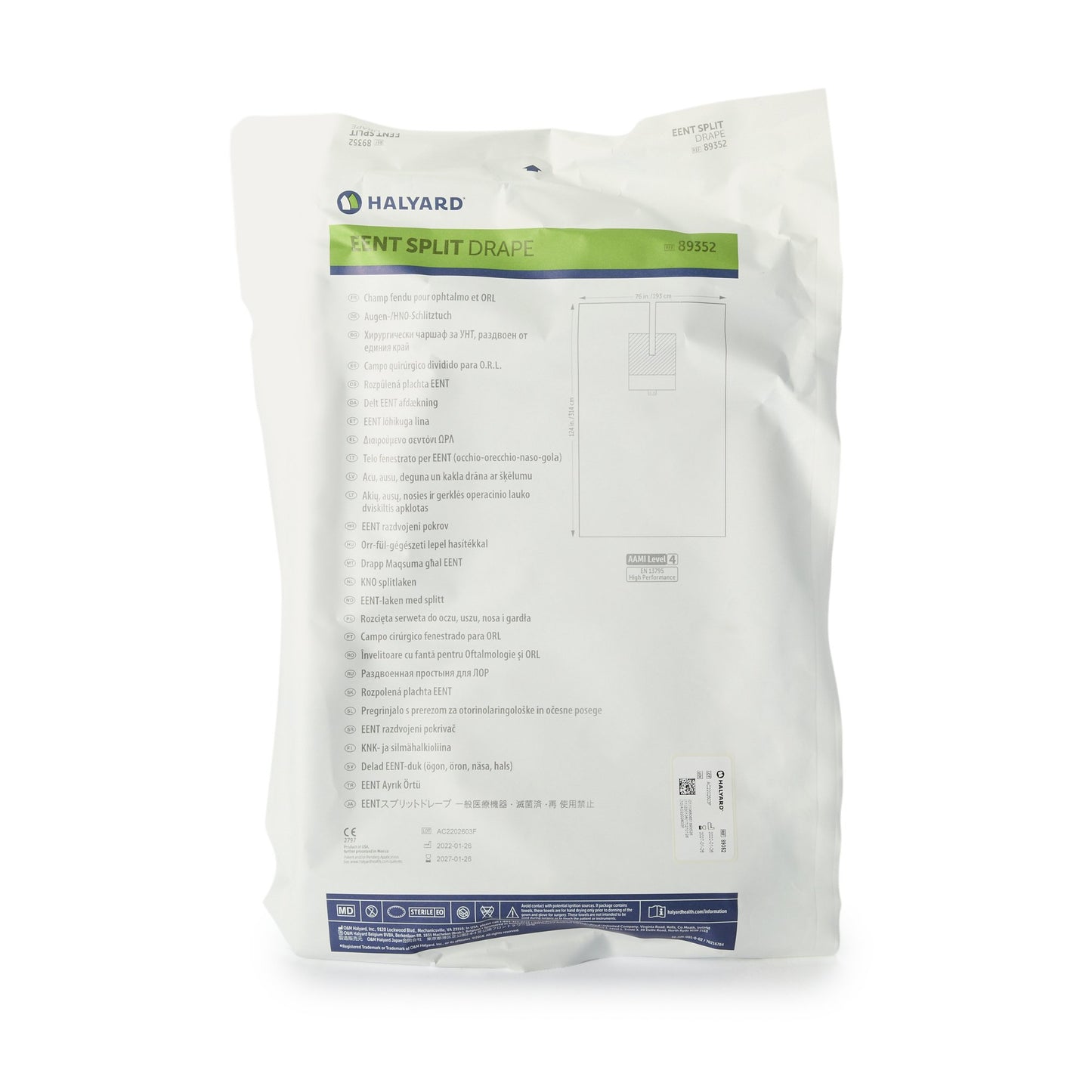 Halyard Sterile Split EENT Drape, 76 W x 124 L Inch