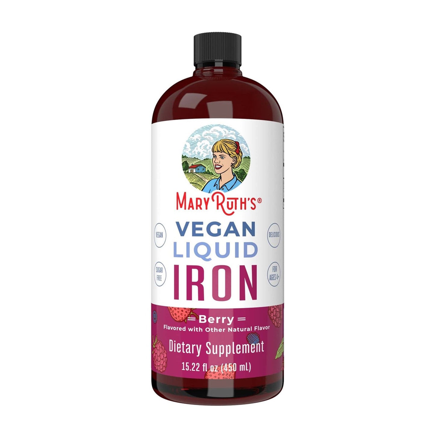 Dietary Supplement Mary Ruth's® Liquid Iron Iron 6 to 18 mg Strength Liquid 16 oz. Berry Flavor