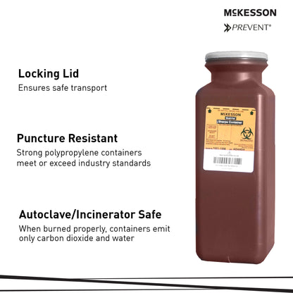 McKesson Prevent® Multi-purpose Sharps Container, 1.7 Quart, 10 x 3.5 x 3.5 Inch