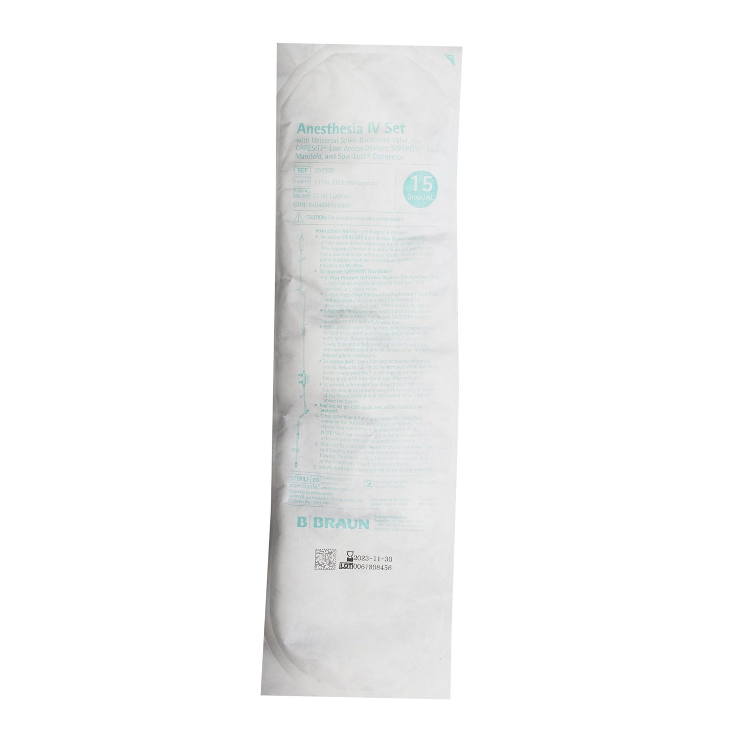 Primary IV Administration Set Caresite® Gravity 2 Ports 15 Drops / mL Drip Rate Without Filter 120 Inch Tubing Anesthesia