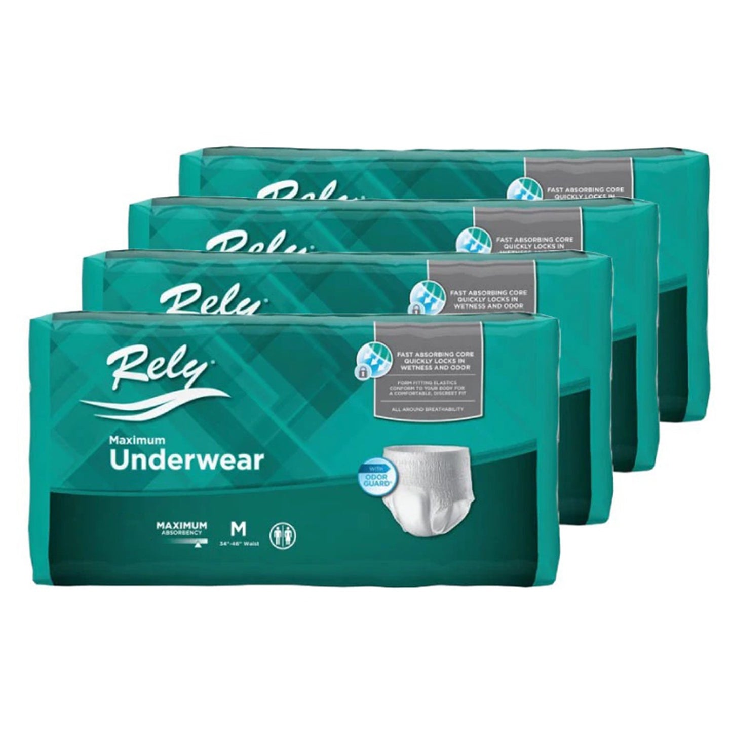 Absorbent Underwear Rely® Maximum Pull On with Tear Away Seams Adult Medium Unisex Disposable Moderate Absorbency