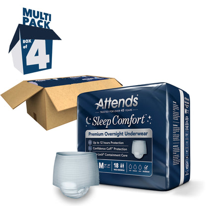 Attends® Sleep Comfort Premium Overnight Underwear, Medium, 24 – 44 Inches