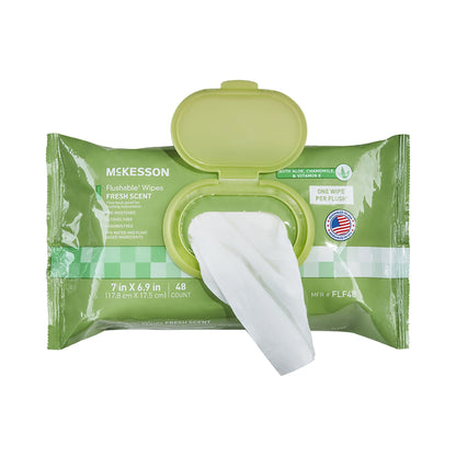 McKesson Flushable* Wet Wipes - Scented, 48 Wet Wipes per Pack