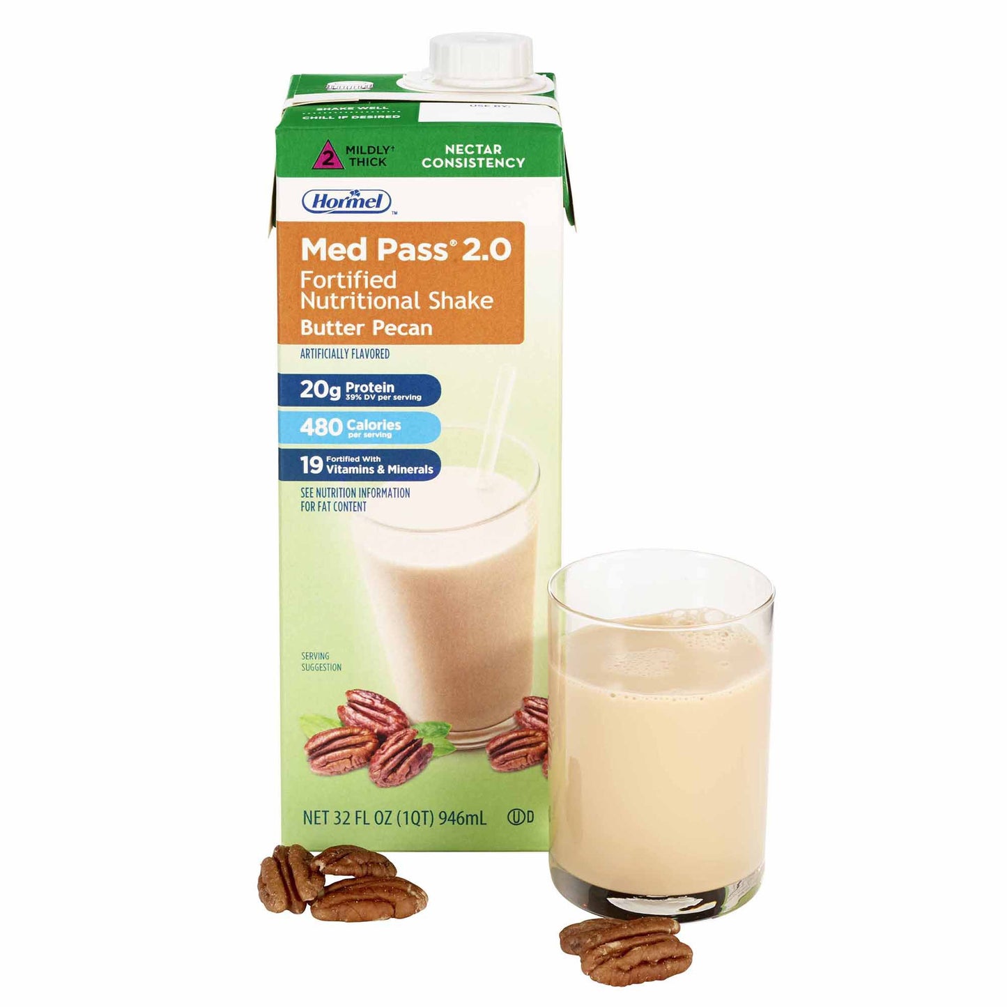 Med Pass® 2.0 Butter Pecan Fortified Nutritional Shake, 32 oz. Carton