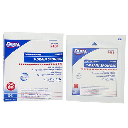 Dukal 388139 Drain Sponge, 16-Ply, 4 x 4 Inch, Up to 4 Inch Length