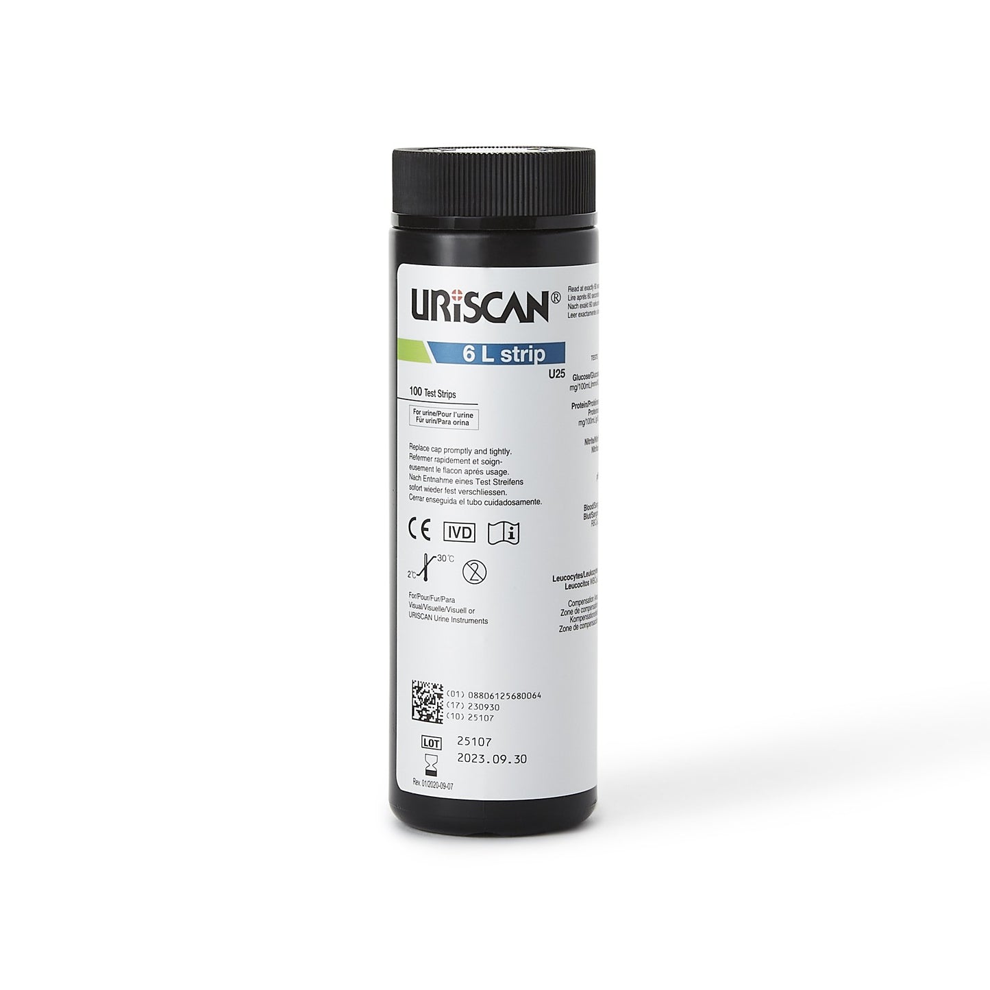 Uriscan Urine Reagent Strip, Blood, Glucose, Leucocytes, Nitrite, pH, Protein