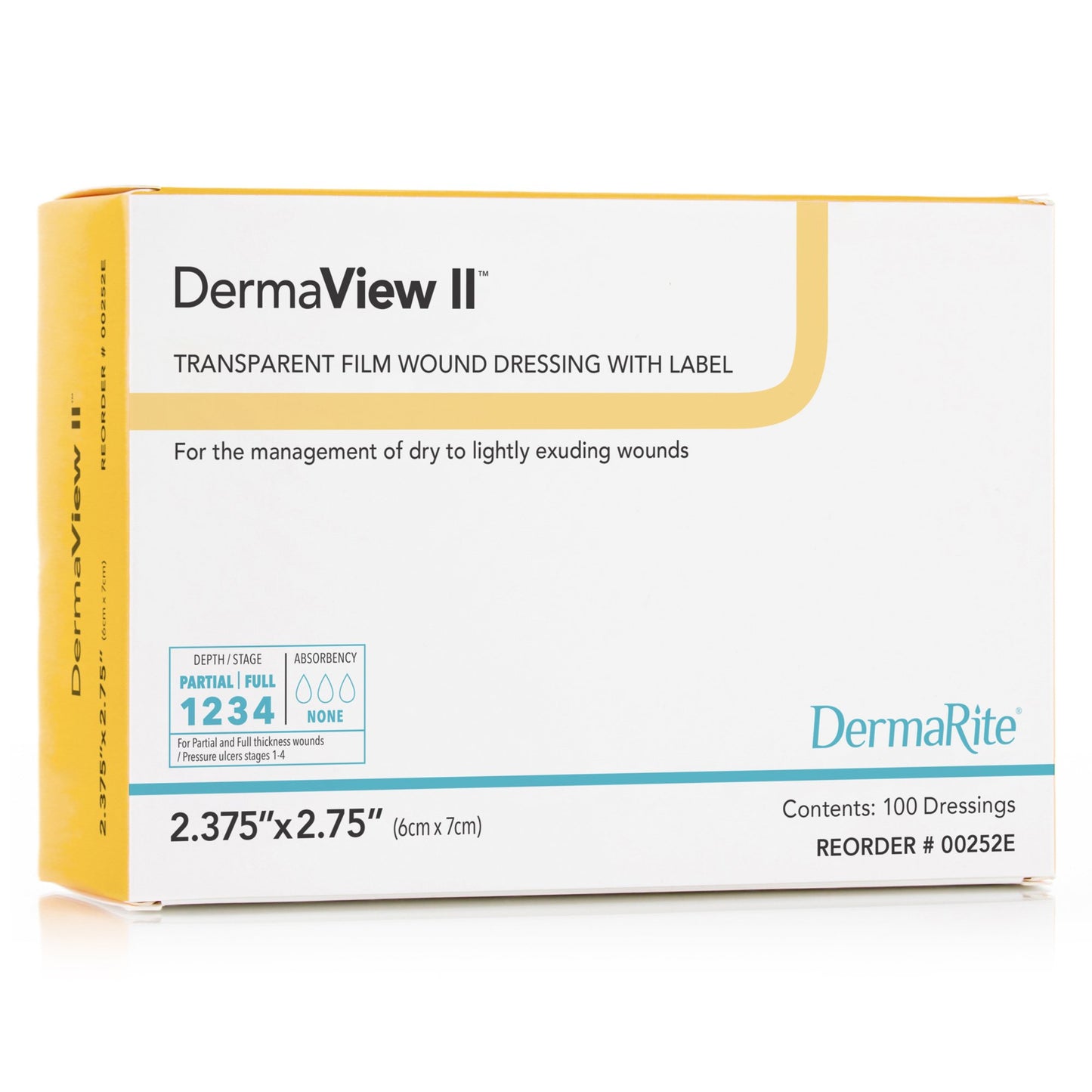 DermaView II™ Transparent Film Dressing, 6 x 7 Centimeter