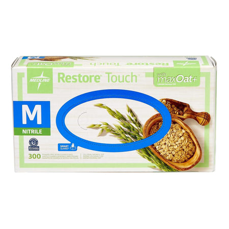 Medline OAT3002 Restore Touch Nitrile Exam Glove, Green, Medium