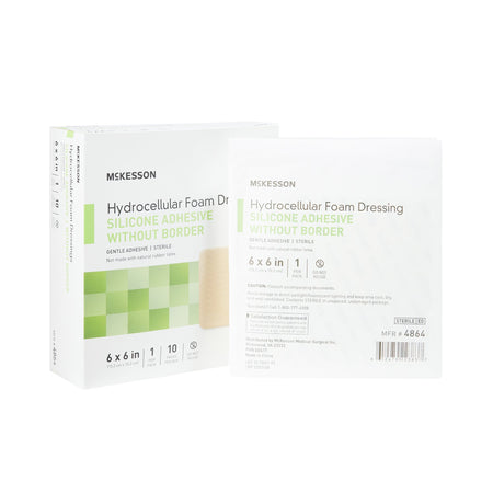McKesson 4864 Silicone Gel Adhesive without Border Silicone Foam Dressing, 6 x 6 Inch