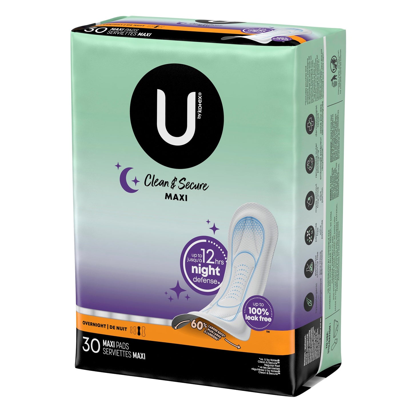 Feminine Pad U by Kotex® Clean & Secure Overnight Heavy Absorbency